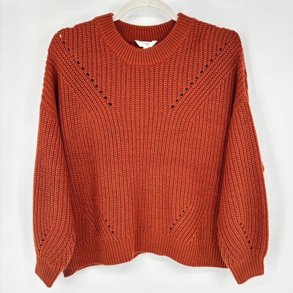 Terra & Sky Burnt Orange Rust Cable Knit Oversized Pullover Sweater Size 1X - Picture 1 of 6